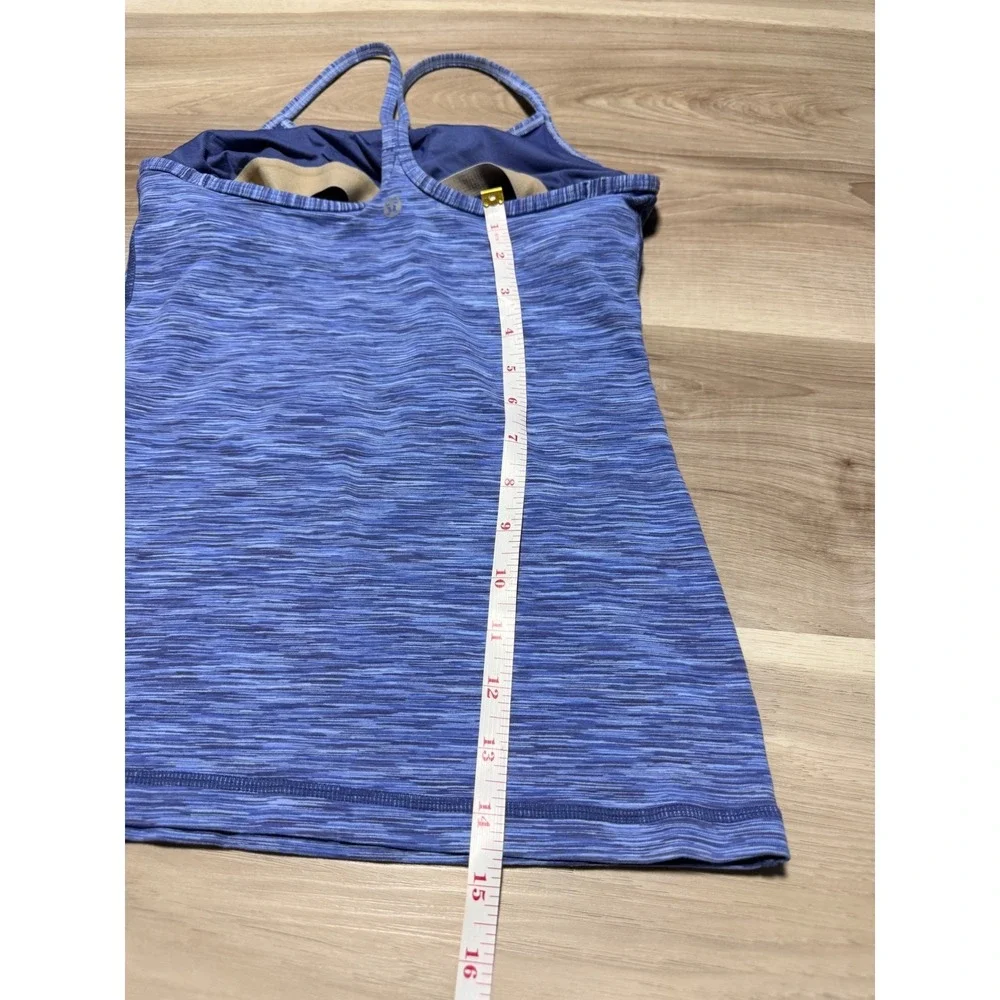 Lululemon Power Y Tank‎ Top Womens 4 Blue Space Dye Yoga Cami Built-In Shelf Bra